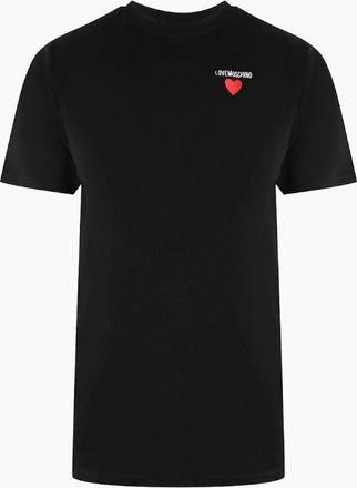 Love Moschino Mens Love Moschino Small Heart Logo Black T-Shirt - Size: 42
