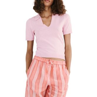 Mango Johnny Collar Polo in Pink at Nordstrom, Size X-Small