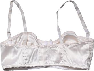 Dolce & Gabbana Womens White Semi-Pad Underwire Balconette Bra Underwear Elastane Silk Clothing