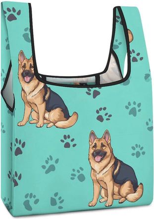 Generic German Shepherd Shopping Bag Reusable Grocery Tote Bag Foldable Handbag for Travel Picnic