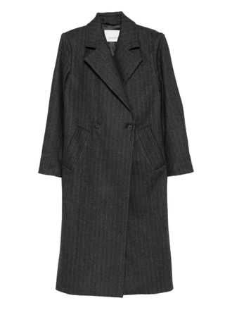House of Dagmar pinstripe double-breasted coat - women - Wool/Polyamide/Other fibres/Elastane/Viscose - 36 - Grey