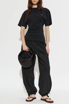 Courr&egrave;ges T-shirt With Printed Logo, Womens, Black