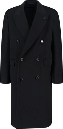 Lardini Wollen jas met dubbele rij knopen - Zwart