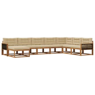 vidaXL Conjunto De Sof&aacute;s De Exterior Con Coj&iacute;n 8 Pcs Natural Y Beige Vidaxl