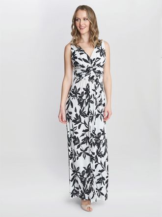 Gina Bacconi Womens Jacquelin Jersey Maxi Dress - Off-White - Size 10 UK