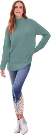 Roaman's Eyelash Mockneck Sweater in Cool Sage at Nordstrom, Size Large