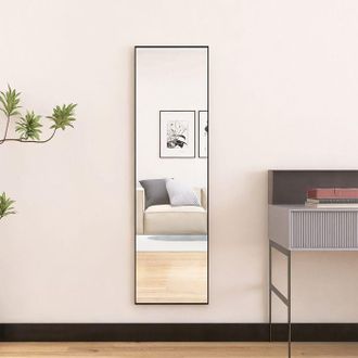 OEM Espejo De Pie De Cuerpo Entero 140&times;40 Cm Negro - Marco De Aluminio, Vidrio Irrompible