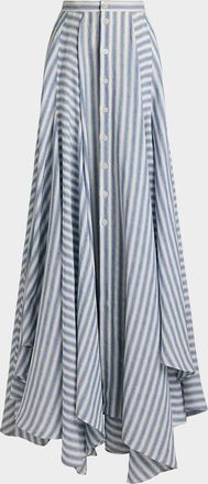 Ralph Lauren Collection Alternating Lines Umbrella Linen Skirt