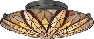 Elstead Lighting Plaf&oacute;n de techo estilo vintage con mosaico de vidrio Tiffany