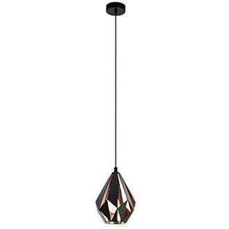 Eglo Eglo - Lampadario a Sospensione Vintage Carlton 1 Piccolo Acciaio Nero Rame 1 Luce E27