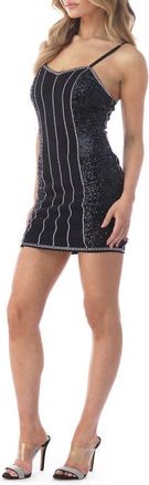 Sky Sequin Rhinestone Body-Con Minidress in Black at Nordstrom, Size X-Small
