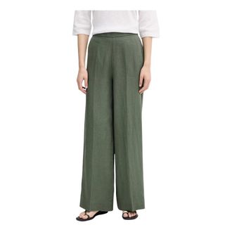 Benetton Broeken, Dames, Groen, XS, Linnen, Palazzo Broek