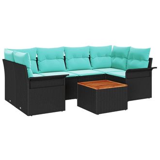 vidaXL Conjunto De Sof&aacute;s De Jard&iacute;n 7 Pcs Negro Rat&aacute;n Sint&eacute;tico Vidaxl