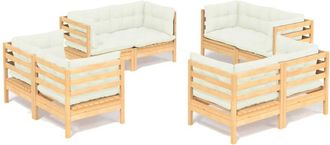 vidaXL Muebles De Jard&iacute;n 8 Piezas Cojines Madera De Pino Color Crema Vidaxl