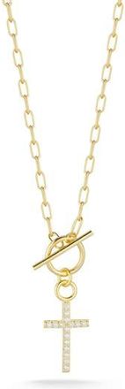 Sphera Milano Cubic Zirconia Cross Toggle Pendant Necklace in Gold at Nordstrom Rack