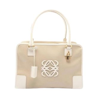 Loewe Pre-owned Handbags, female, Beige, Size: ONE SIZE Pre-owned Canvas Handbag