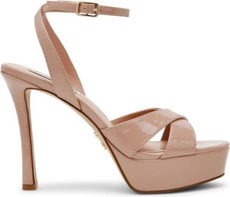 Steve Madden Sandaal met Hoge Hak - Dames - Sandalen met hakken - Beige - 40 EU - Leer - Schoenen