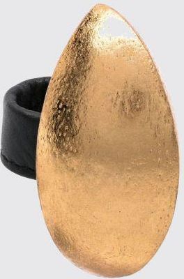 Monies Anello Moro in legno cromato oro e pelle