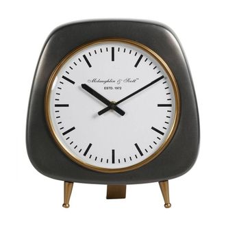 The Libra Company Mid Century Style Table Clock Large - Aluminium/Stainless Steel in Grey