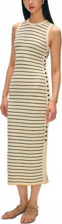 White + Warren Organic Cotton Terry Blend Dress In Cream/navy