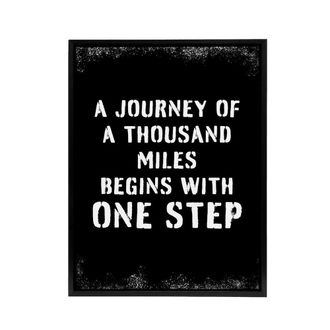Artery8 Begins With One Step Motivational Quote Framed Canvas Wall Art Print in Black | Size: W24 x H32