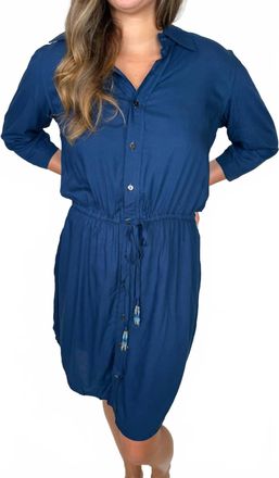 Skemo Solid Short Shirt Dress In Navy