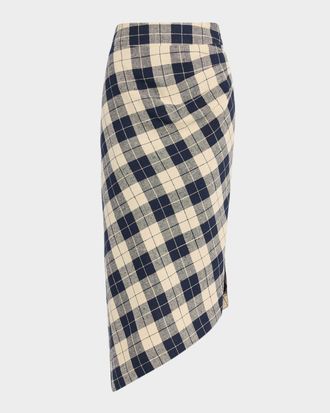 Smythe Plaid Asymmetrical Silk-Blend Skirt