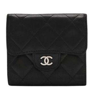 Chanel Pre-owned Matelasse Coco Mark Leder Portemonnee - Dames - Pre-owned - Zwart - Maat: ONE Size Leer