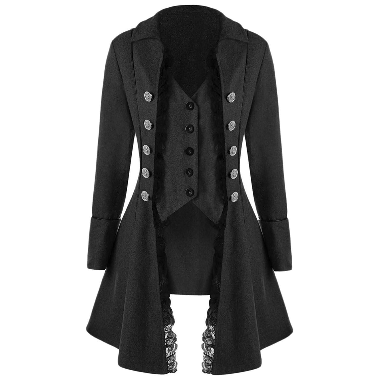 Generic Womens Slim Fit Gothic Tailcoat Retro Vintage Jacket Steampunk Victorian Long Coat Double Breasted Waistcoat Brocade Jacquard Embroidery Halloween Par from 35.31 on Stylight