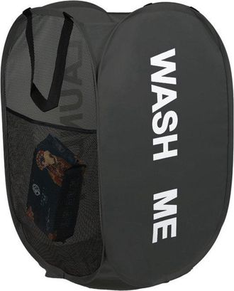 OEM Cesto De Ropa Plegable - 75l - Malla De Poli&eacute;ster Transpirable - Con Asas - Negro