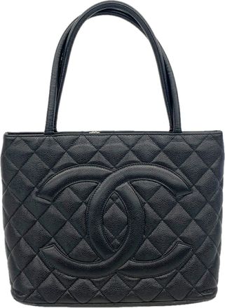 Chanel Black Grained Calfskin Tote Bag (Pre-Owned)