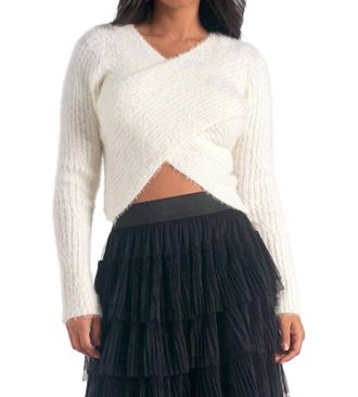 Elan Cropped Sweater In White