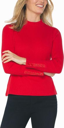 Liverpool L.A. Long Sleeve Mock Neck Rib Top in Tango Red at Nordstrom, Size X-Large