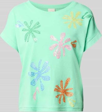 Milano Milano Italy T-Shirt aus Baumwoll-Leinen-Mix mit Stitchings in Mint, Gr&ouml;&szlig;e XXL