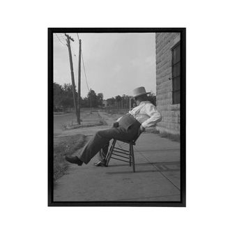 Artery8 Oklahoma Sheriff in front of jail Lange Framed Canvas Wall Art Print in Grey | Size: W24 x H32