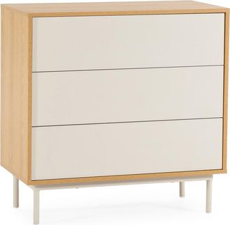 HOMN C&oacute;moda de noche 3 cajones color roble/gris