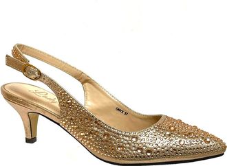 Lady Couture Onyx Rhinestone Slingback Pump in Champagne at Nordstrom Rack, Size 6.5-7Us / 37Eu