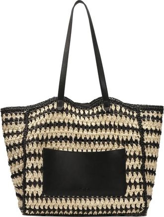 Kazar Zomerse Raffia Schoudertas - Dames - Shoppers - Zwart - ONE Size - Tassen