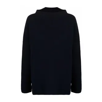 Daniela Gregis Round-neck Knitwear, female, Blue, Size: ONE SIZE Mock-neck Wool Sweater