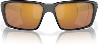 Costa Fantail Pro 60mm Polarized Mirrored Sunglasses in Matte Black /Gold Mirror 580G at Nordstrom