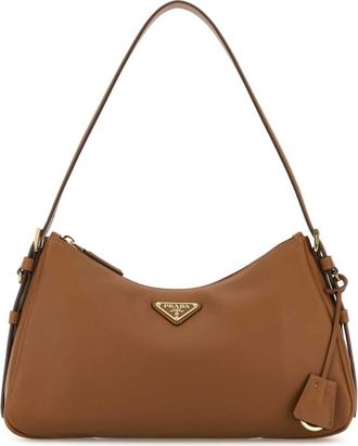 Prada Brown Logo Large Shoulder Bag