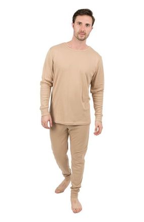 Leveret Mens Cotton Solid Matching Family Pajamas in Beige at Nordstrom, Size Xx-Large