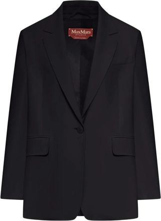 Max Mara Enkelrijige Cady Blazer - Dames - Blazers - Zwart - L - Polyester - Jassen