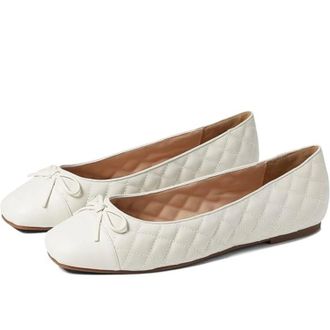 Aldo Womens ALDO Braylynn Ballet Flat White Leather Square Toe Slip-On HTAT176