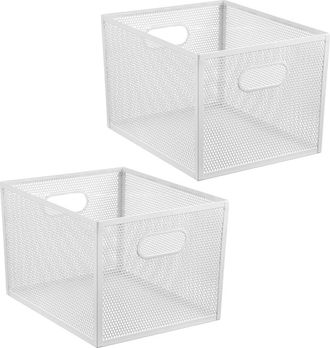 mDesign Perforated Metal Storage Bin with Handles for Kitchen and Pantry - Set of 2 - Matte White at Nordstrom