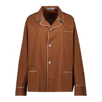 Prada Shirts, female, Brown, Size: S Brown Cotton Oversized Shirt