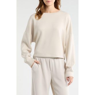 Zella Whisper Knit Easy Crew Sweatshirt in Grey Moonbeam at Nordstrom Rack, Size X-Small