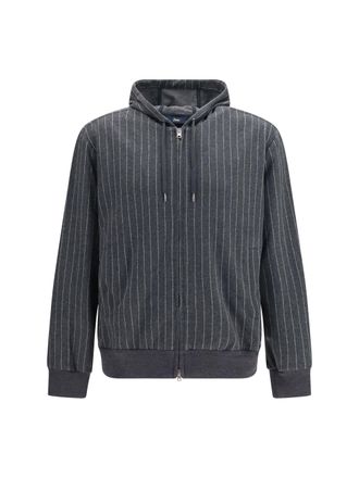 Herno Pinstriped Cotton Zip-Up Sweatshirt - Gray