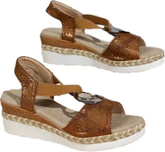 Generic Sandals for Women 2026 Orthopedic Platform Sandals with Arch Support Comfortable Open Toe Ankle Strap Wedge Espadrilles Sandals Gold (A4, Adult, Women