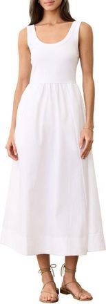 Marine Layer Gemma Mixed Media Midi Dress in Bright White at Nordstrom, Size X-Large